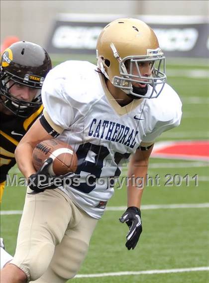 Thumbnail 1 in Indianapolis Cathedral vs. Centerville (Kirk Herbstreit National Kickoff Classic) photogallery.