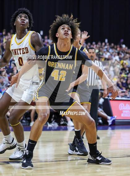Thumbnail 2 in Beaumont United vs. Brennan (UIL 6A Basketball State Semifinal) photogallery.