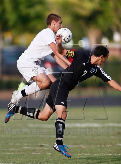 Thumbnail 3 in Washburn Rural vs St. James Academy (Gateway City Soccer Classic) photogallery.