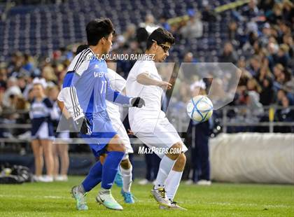 Thumbnail 2 in West Hills vs Granite Hills (Soccer at the Q) photogallery.