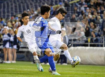 Thumbnail 3 in West Hills vs Granite Hills (Soccer at the Q) photogallery.