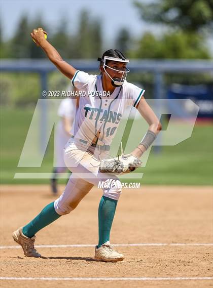 Thumbnail 3 in Mission College Prep @ Orange Cove (2023 CIF CS Softball Championships-DIVISION 4) photogallery.