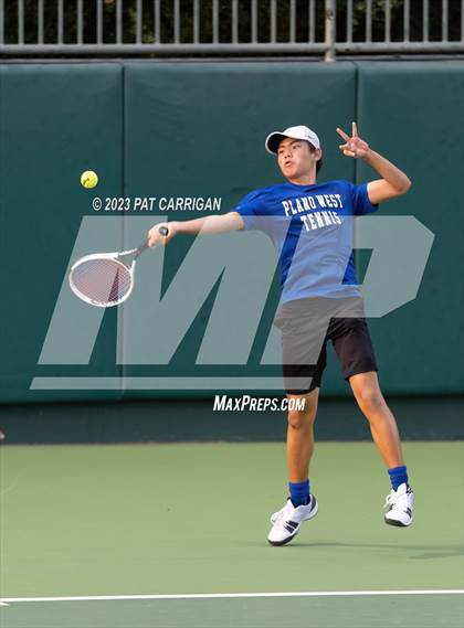 Thumbnail 2 in Plano West vs Houston Memorial (UIL 6A Team Tennis Semifinal) photogallery.