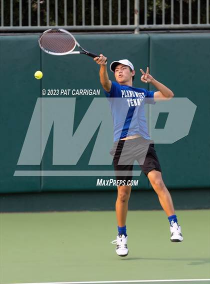 Thumbnail 3 in Plano West vs Houston Memorial (UIL 6A Team Tennis Semifinal) photogallery.