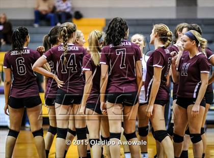 Thumbnail 1 in Sherman vs Howe (Farmersville Volleyball Tournament) photogallery.