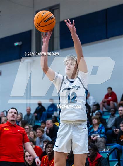Thumbnail 3 in Judge Memorial Catholic vs Juan Diego Catholic (Juan Diego's Eagle Holiday Shootout) photogallery.
