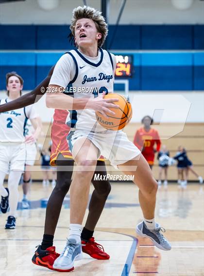 Thumbnail 1 in Judge Memorial Catholic vs Juan Diego Catholic (Juan Diego's Eagle Holiday Shootout) photogallery.