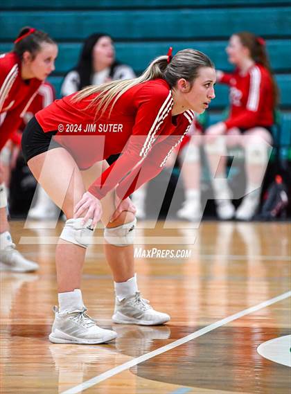 Thumbnail 1 in McMullen County vs Richards (UIL Volleyball 1A Region III Semifinal) photogallery.