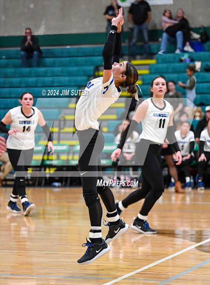 Thumbnail 3 in McMullen County vs Richards (UIL Volleyball 1A Region III Semifinal) photogallery.