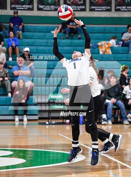 Thumbnail 1 in McMullen County vs Richards (UIL Volleyball 1A Region III Semifinal) photogallery.