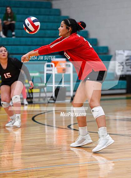 Thumbnail 1 in McMullen County vs Richards (UIL Volleyball 1A Region III Semifinal) photogallery.