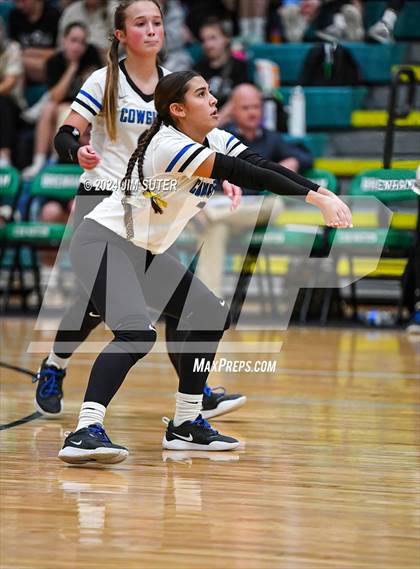 Thumbnail 3 in McMullen County vs Richards (UIL Volleyball 1A Region III Semifinal) photogallery.
