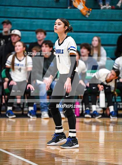 Thumbnail 3 in McMullen County vs Richards (UIL Volleyball 1A Region III Semifinal) photogallery.