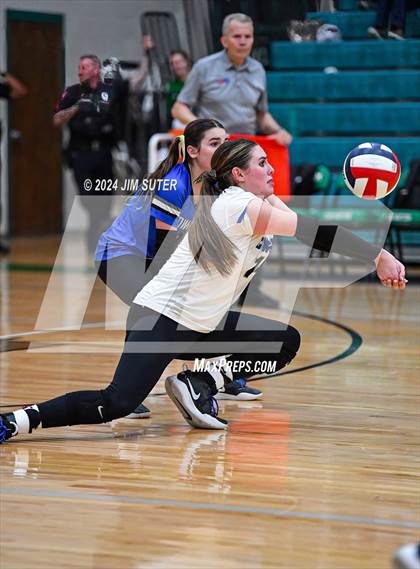 Thumbnail 3 in McMullen County vs Richards (UIL Volleyball 1A Region III Semifinal) photogallery.