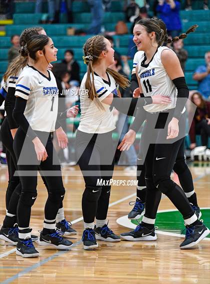 Thumbnail 2 in McMullen County vs Richards (UIL Volleyball 1A Region III Semifinal) photogallery.