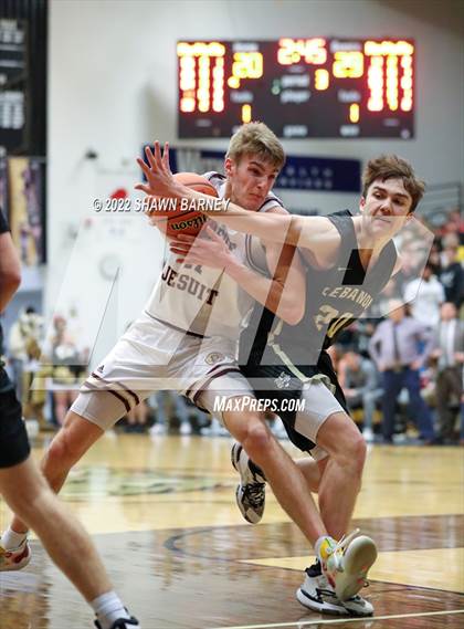 Thumbnail 1 in Lebanon vs. Brebeuf Jesuit Preparatory (IHSAA Class 3A Boys Sectional Round 1) photogallery.
