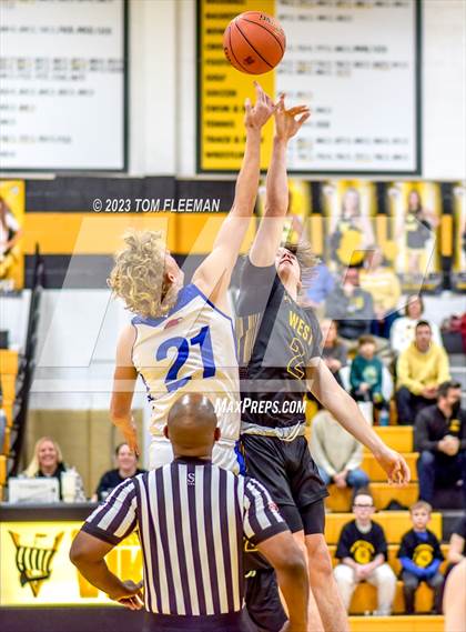 Thumbnail 3 in Kansas City Christian School vs Shawnee Mission West (West Boy's Varsity Tournament) photogallery.