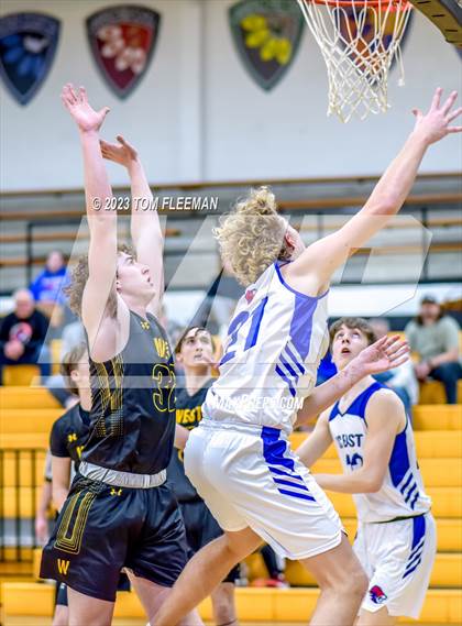 Thumbnail 3 in Kansas City Christian School vs Shawnee Mission West (West Boy's Varsity Tournament) photogallery.