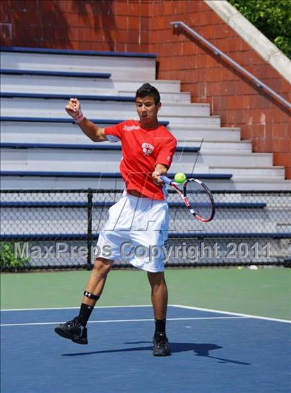 Thumbnail 3 in NYSPHSAA Boys Tennis Championships (Finals) photogallery.