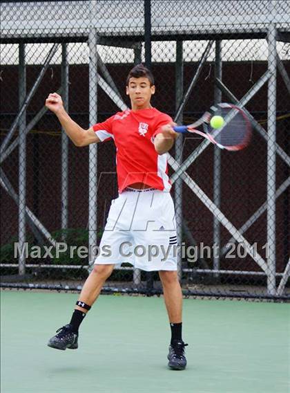 Thumbnail 3 in NYSPHSAA Boys Tennis Championships (Finals) photogallery.