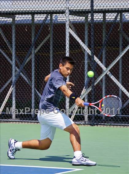 Thumbnail 2 in NYSPHSAA Boys Tennis Championships (Finals) photogallery.