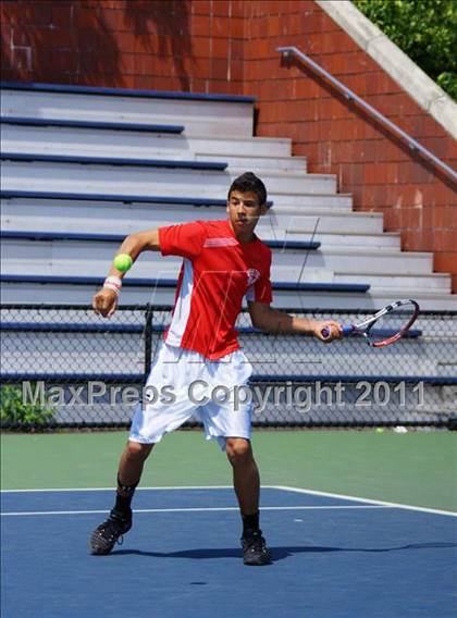 Thumbnail 2 in NYSPHSAA Boys Tennis Championships (Finals) photogallery.