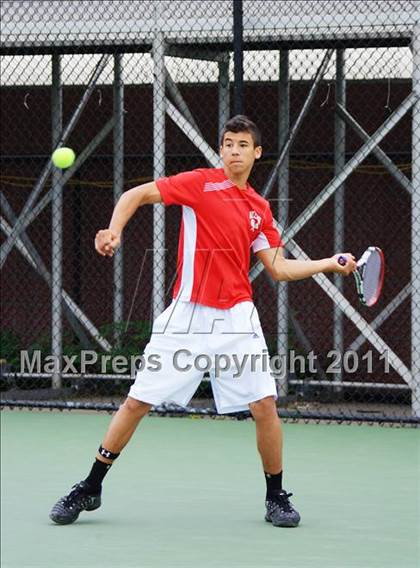 Thumbnail 2 in NYSPHSAA Boys Tennis Championships (Finals) photogallery.