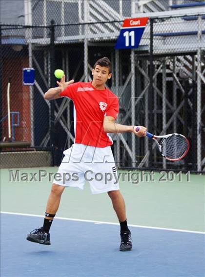 Thumbnail 1 in NYSPHSAA Boys Tennis Championships (Finals) photogallery.