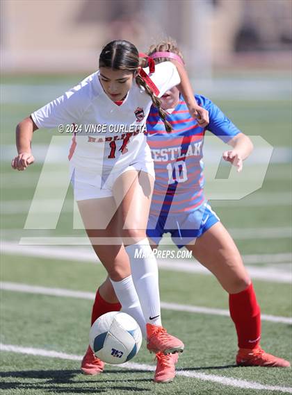 Thumbnail 2 in Harlingen vs. Westlake (UIL 6A Soccer Regional Semifinals) photogallery.