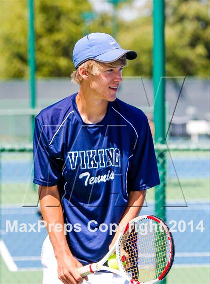 Thumbnail 2 in Oakland Tech v Pleasant Valley (CIF NorCal Regional Team Tennis Championships) photogallery.