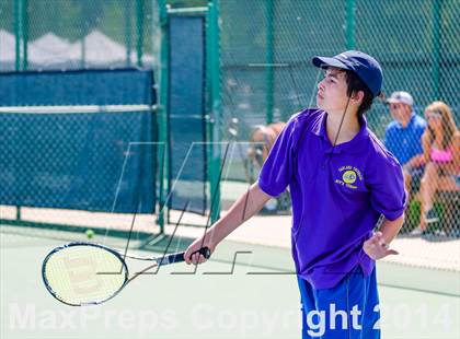 Thumbnail 3 in Oakland Tech v Pleasant Valley (CIF NorCal Regional Team Tennis Championships) photogallery.