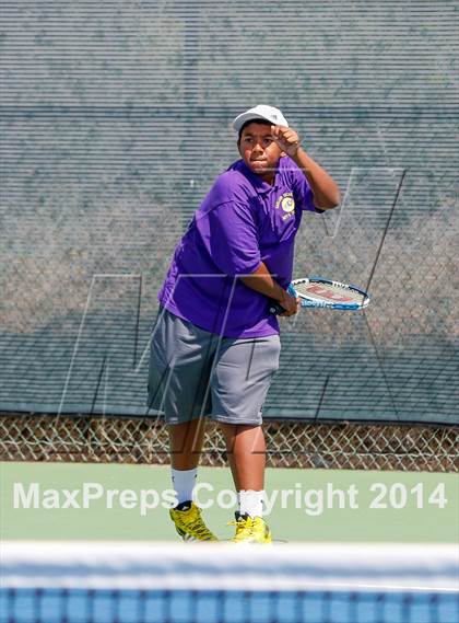 Thumbnail 3 in Oakland Tech v Pleasant Valley (CIF NorCal Regional Team Tennis Championships) photogallery.