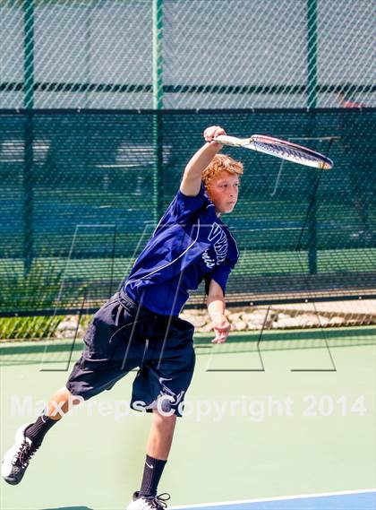 Thumbnail 2 in Oakland Tech v Pleasant Valley (CIF NorCal Regional Team Tennis Championships) photogallery.