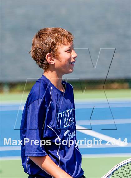 Thumbnail 2 in Oakland Tech v Pleasant Valley (CIF NorCal Regional Team Tennis Championships) photogallery.