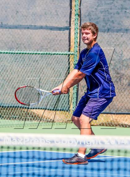 Thumbnail 2 in Oakland Tech v Pleasant Valley (CIF NorCal Regional Team Tennis Championships) photogallery.
