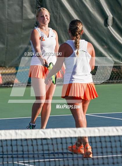 Thumbnail 1 in NCHSAA 3A Tennis Doubles Final photogallery.