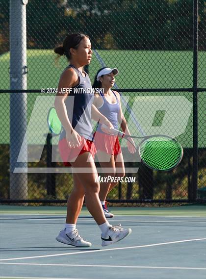 Thumbnail 3 in NCHSAA 3A Tennis Doubles Final photogallery.