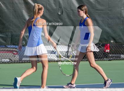 Thumbnail 2 in NCHSAA 3A Tennis Doubles Final photogallery.
