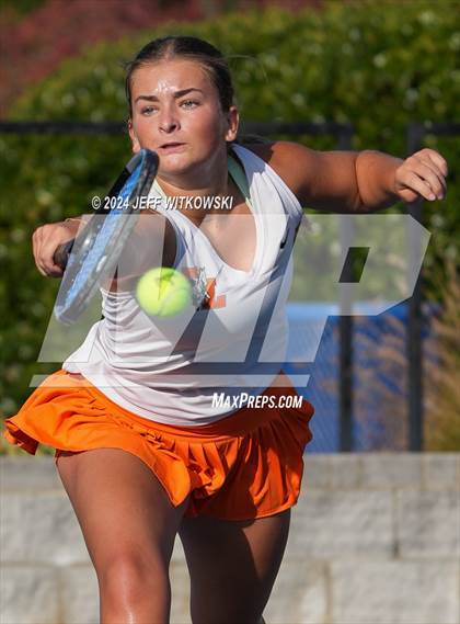 Thumbnail 2 in NCHSAA 3A Tennis Doubles Final photogallery.