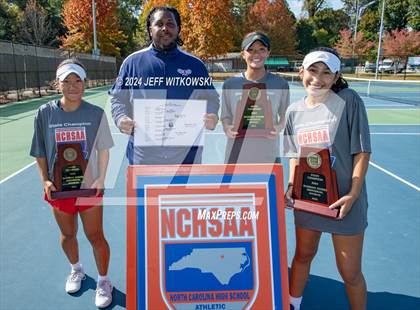 Thumbnail 1 in NCHSAA 3A Tennis Doubles Final photogallery.