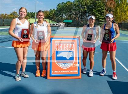Thumbnail 1 in NCHSAA 3A Tennis Doubles Final photogallery.