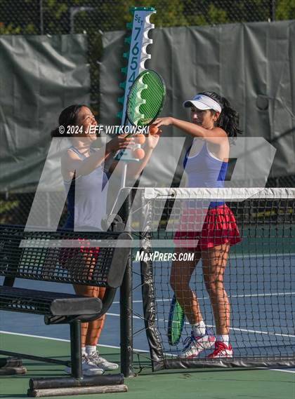Thumbnail 1 in NCHSAA 3A Tennis Doubles Final photogallery.