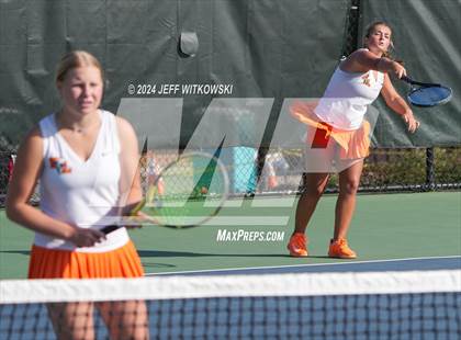 Thumbnail 1 in NCHSAA 3A Tennis Doubles Final photogallery.