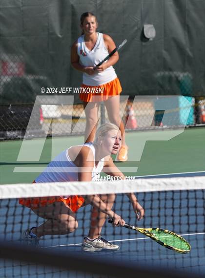 Thumbnail 2 in NCHSAA 3A Tennis Doubles Final photogallery.