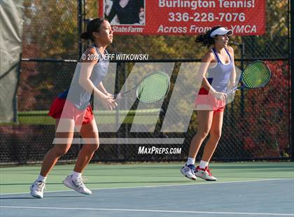 Thumbnail 2 in NCHSAA 3A Tennis Doubles Final photogallery.
