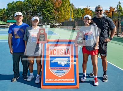 Thumbnail 3 in NCHSAA 3A Tennis Doubles Final photogallery.