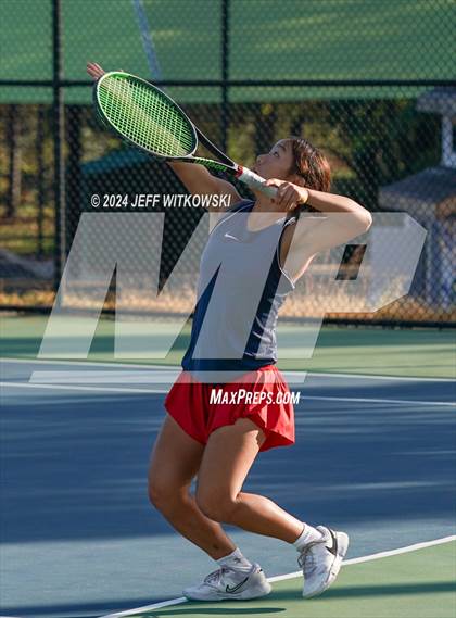 Thumbnail 1 in NCHSAA 3A Tennis Doubles Final photogallery.