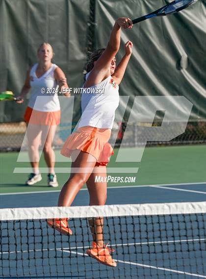Thumbnail 2 in NCHSAA 3A Tennis Doubles Final photogallery.