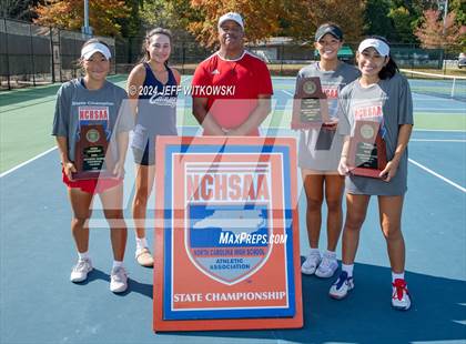 Thumbnail 2 in NCHSAA 3A Tennis Doubles Final photogallery.