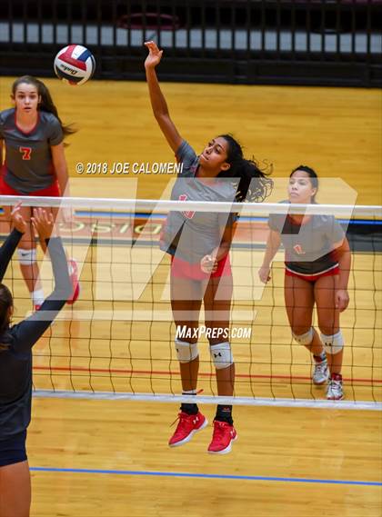 Thumbnail 3 in Boerne-Champion vs Lee [Robert E.] (NEISD Volleyball Tournament) photogallery.